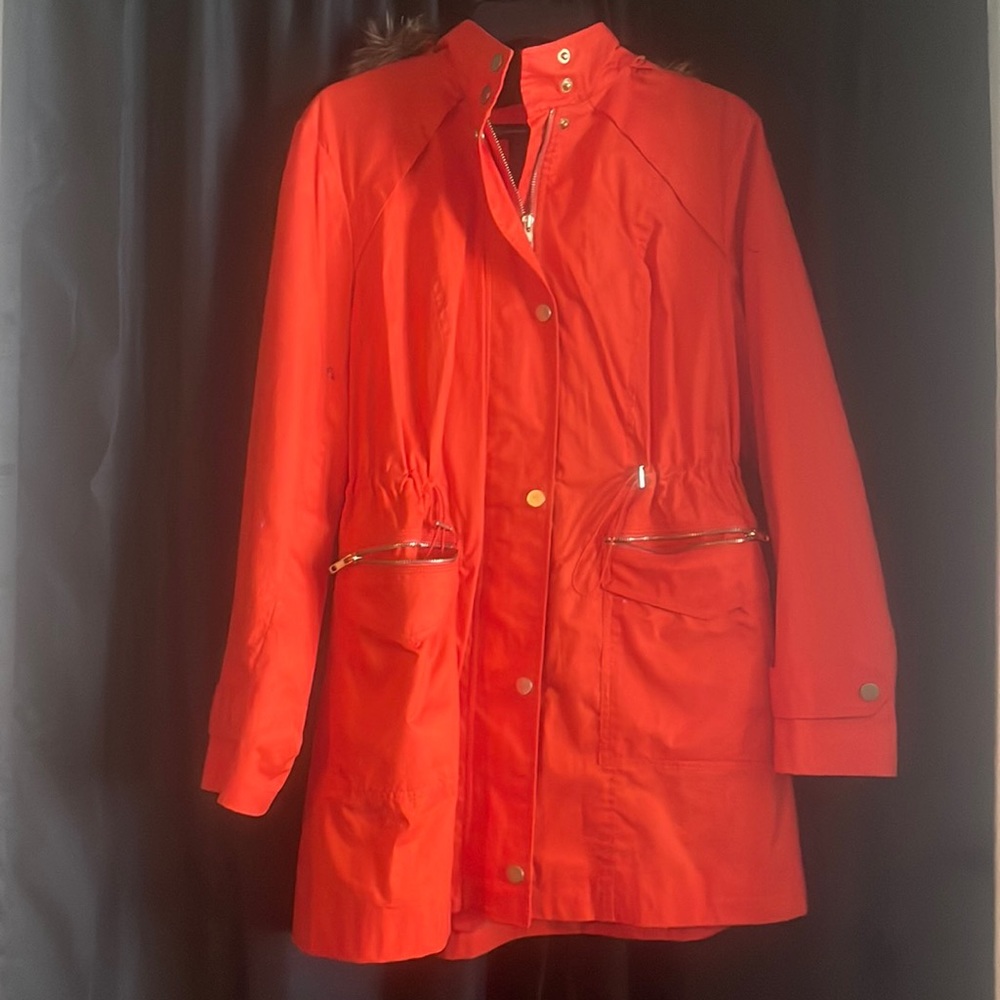 Orange mid length jacket